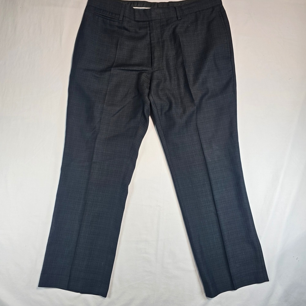 Perry Ellis Portfolio Mens Dress Pants 36x30 Charcoal Grey Crosshatch Trousers